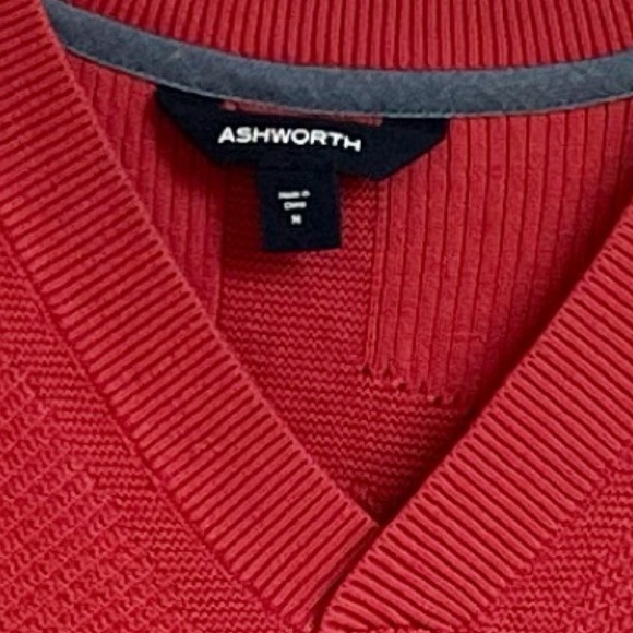 Ashworth Men’s V Neck Long Sleeve Cashmere Blend Sweater Red Pullover Knit M - Picture 8 of 9